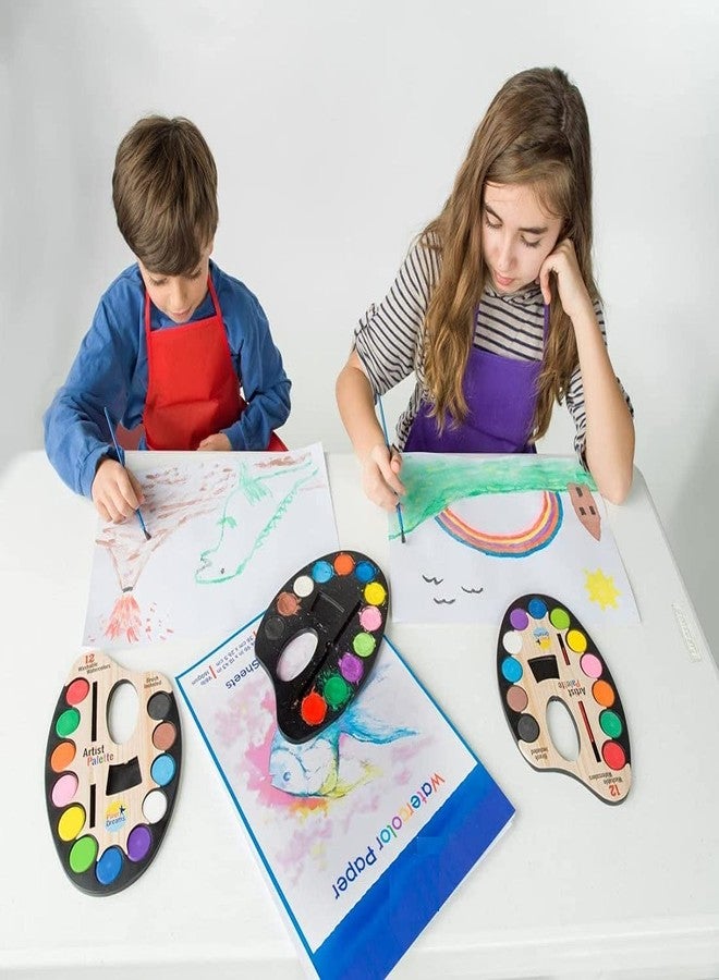 SHUDAUSHI ألوان الرسم والتلوين من SHUDAUSHI®، لوحة ألوان مائية، صينية ألوان للرسم، أدوات مدرسية، ألوان مائية مع فرشاة، هدية عيد ميلاد للأطفال بالجملة، هدية للحفلات (6 قطع) - Image 3